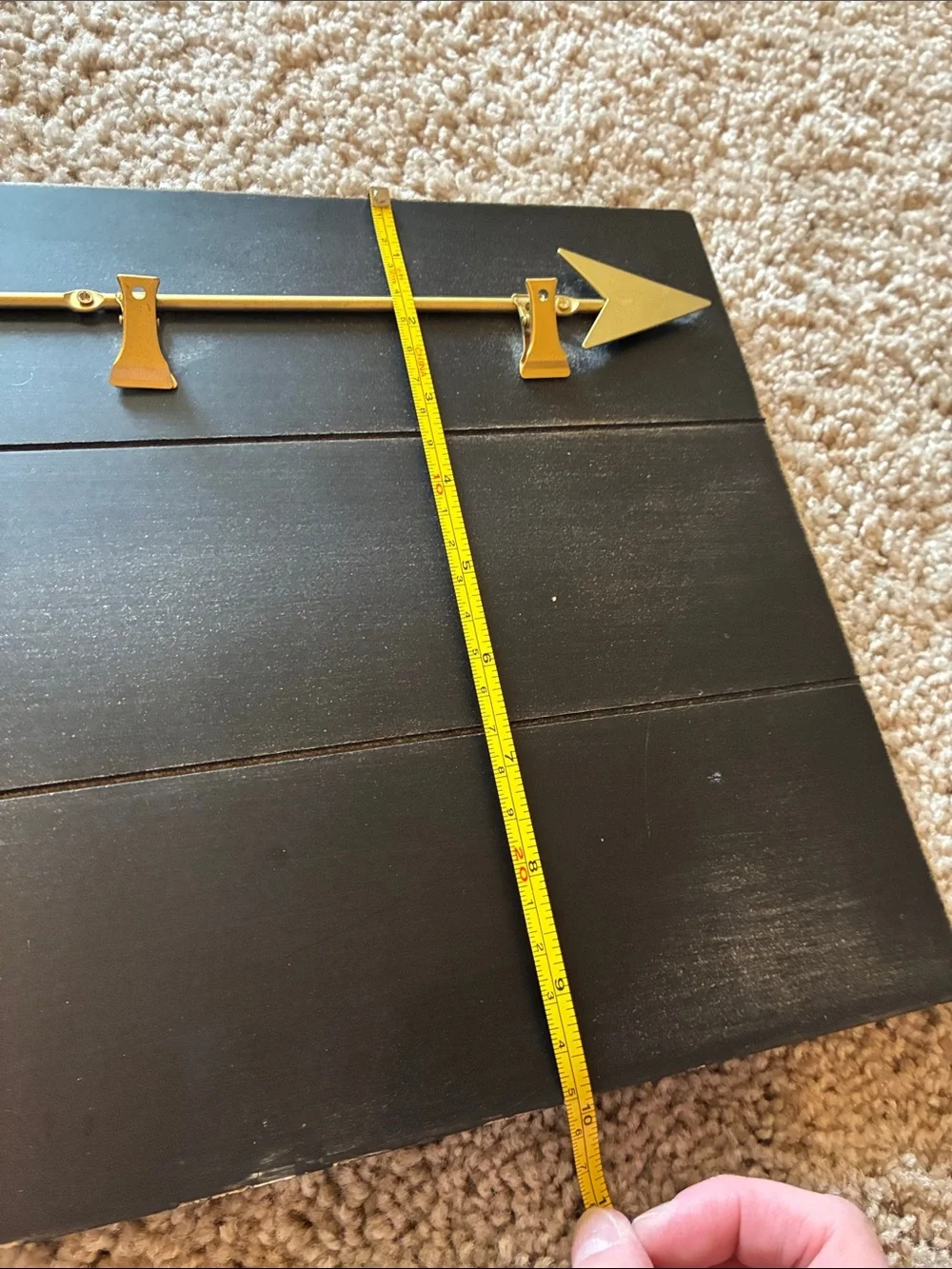 Black Wood Arrow Wall Key Holder with Gold Hooks